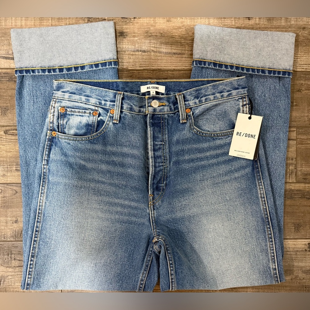 Re/Done 90’s High Rise Loose Denim Jeans Heather Blue 30
